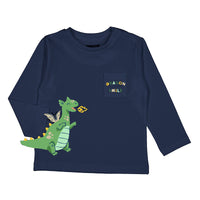 Mayoral Navy Dino Print Shirt