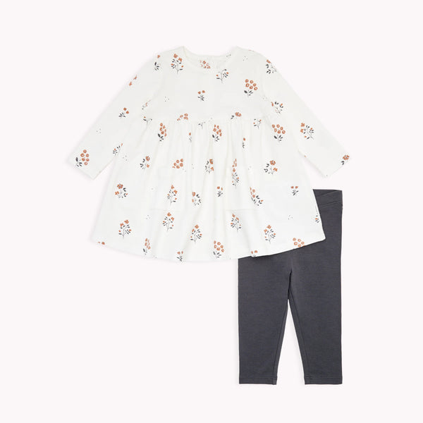 Petit Lem Floral Off White Jersey Dress Set