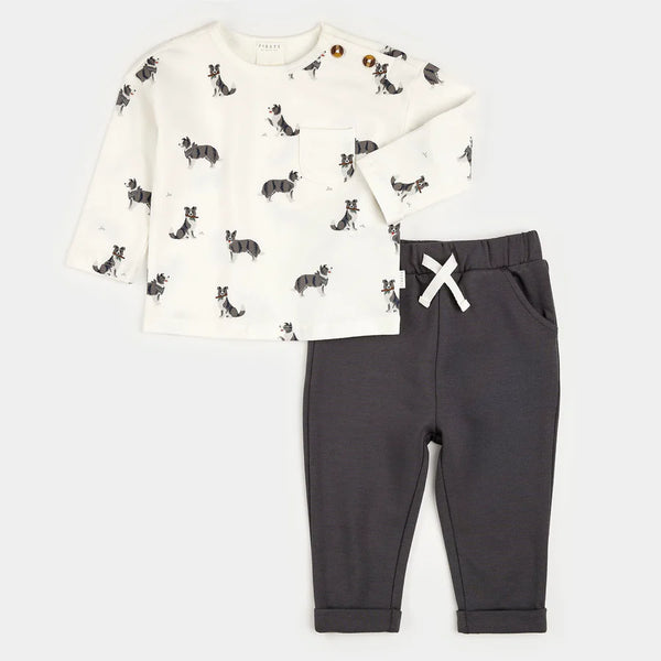 Petit Lem Sheperd Print Outfit Set