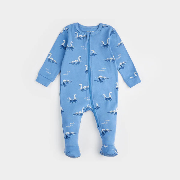 Petit Lem Loch Ness Monster Print Footed Sleeper