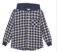 Minymo Plaid Button Hoodie