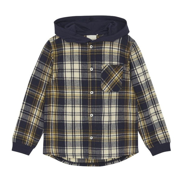 Minymo Check Button Up Hoodie