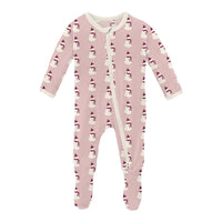 Kickee Pants Rose Tiny Snowman 2 Way Zip Footie