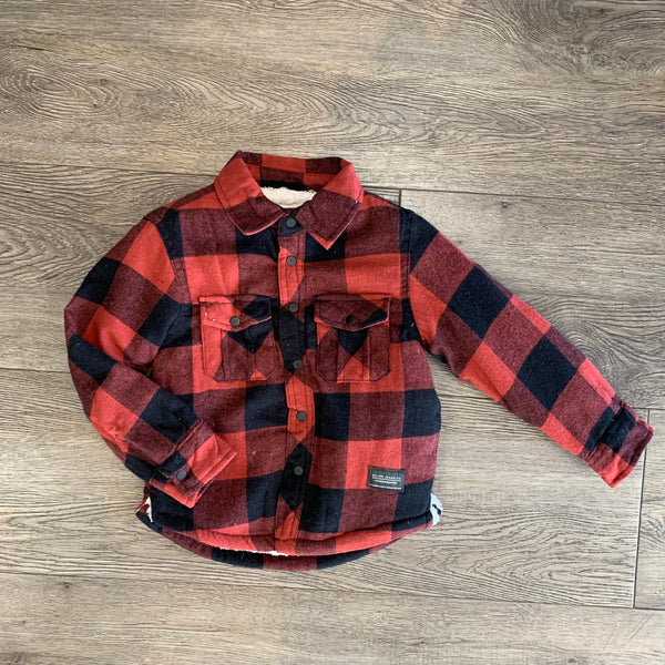 Silver Jeans Co Girls Red Check Plush Jacket