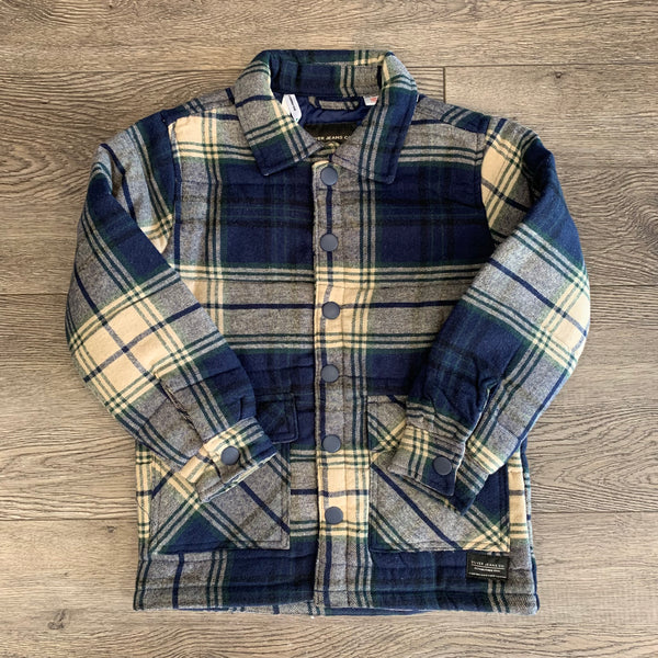 Silver Jeans Co. Boys Navy Quilted Plaid Jacket