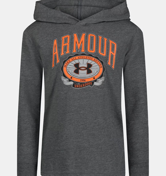 Under Armour Pitch Grey Underdog LS Hoodie Ash Aspen Kids Inc