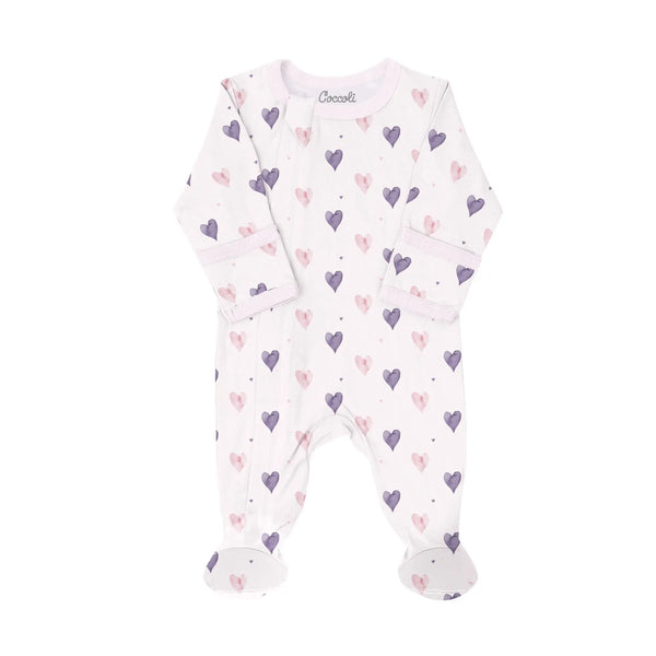 Coccoli Hearts Zipper Footie