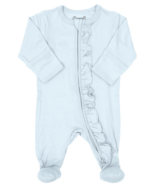 Coccoli Sky Blue Ruffle Zipper Footie