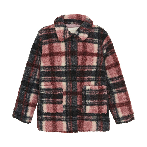 Creamie Rose Plaid Teddy Jacket