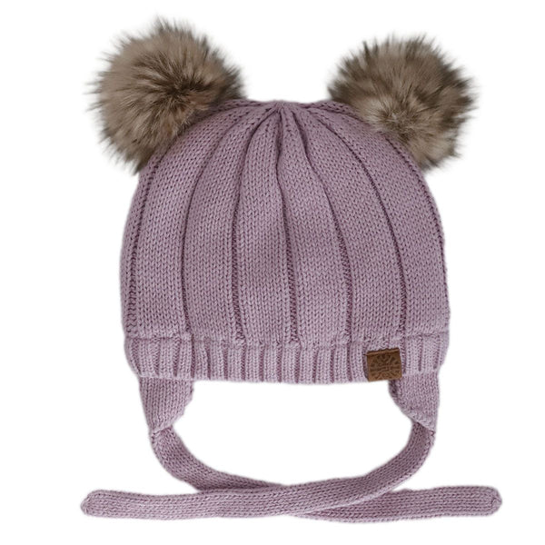 CaliKids Lavender Cotton Knit Pom Hat