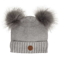CaliKids Grey Soft Touch DBL Pom Knit Hat