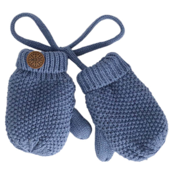 Calikids Blue Cotton Knit Mittens