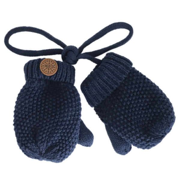 Calikids Navy Cotton Knit Mittens