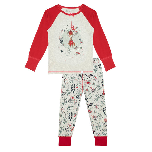 Deux Par Deux Christmas Deer Two Piece Pajama Set
