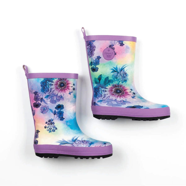 Deux par Deux Multicolor Flowers Rain Boots