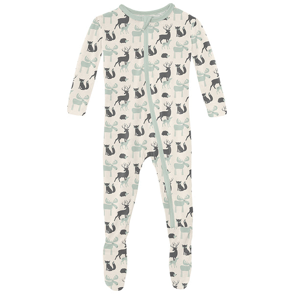 Kickee Pants Forest Animals Footie with Zipper