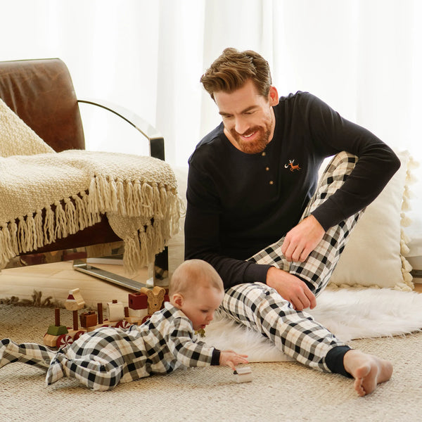 Petit Lem Dad's Blue Christmas Plaid PJ Set