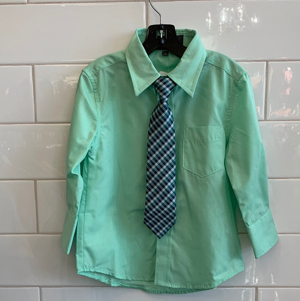 Zighi Mint Long Sleeve Button Up and Tie Set