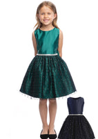 Sweet Kids Emerald Dress with Sheer Overlay