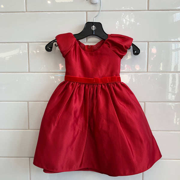 Sweet Kids Red Satin cap sleeve dress with velvet belt