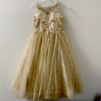 Jolene Gold Dress with Mesh Jewel details