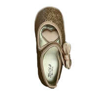 Taxi Girl Gold Flats with Bow on Strap