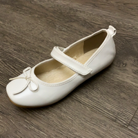 Jolene White Flats with Strap and Bow