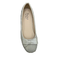 Taxi Girl Silver Flats with Bow