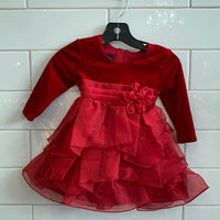 Isobella & Chloe Red Velvet Dress with Layered Bottom