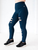 Jill Yoga Navy Distressed Legging