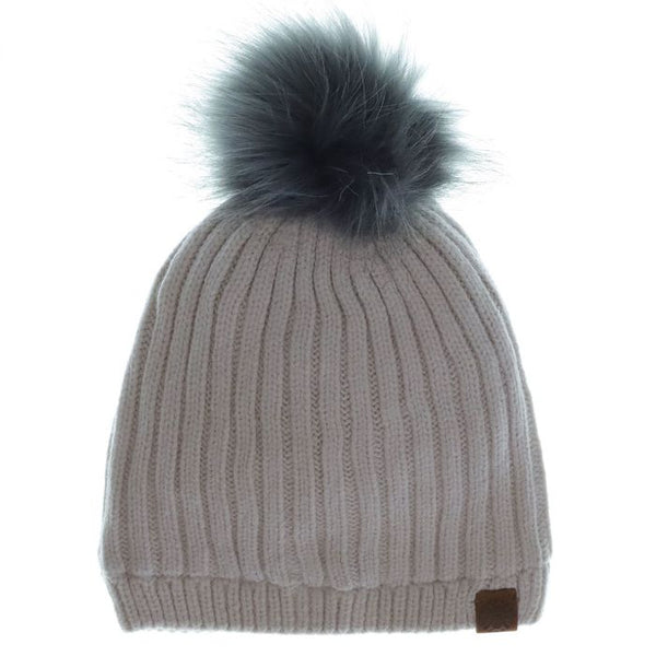 CaliKids Almond Pom Knit Hat